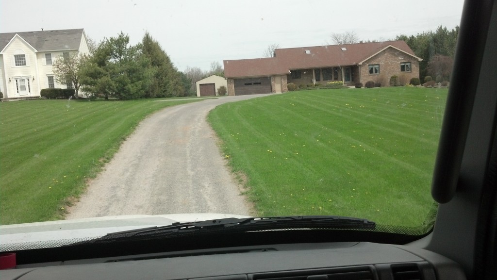 Blue coming up the driveway!