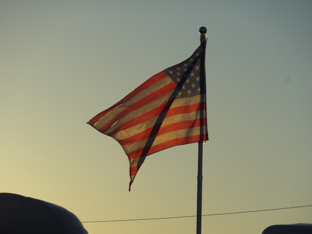 Flag flying over the fairgrounds.