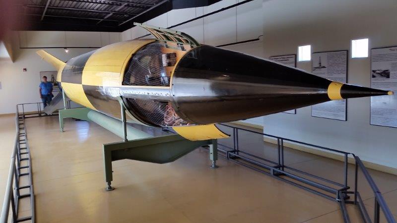 V2 Rocket...the design used to bomb England in WWII. It was also used to jump start the rocket program in the USA.