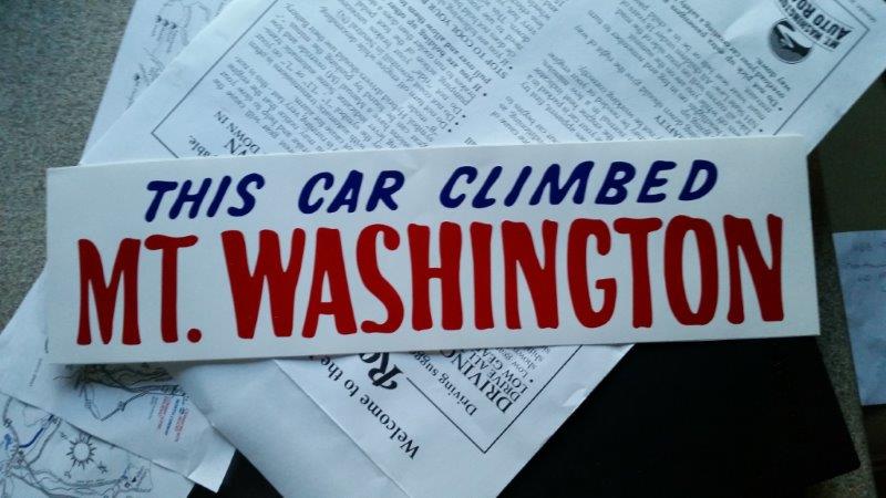 You have to pay to drive up the Auto Road to the top of Mt. Washington. A bumper sticker is your reward.