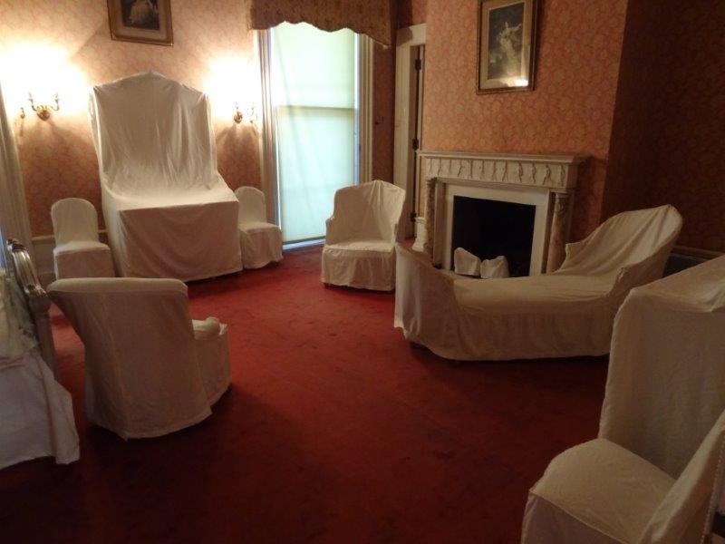 When the family was not home, all the furniture was covered with custom covers. Being a sewer, I'm impressed at the amount of work it took to make these covers for EVERY stick of furniture.