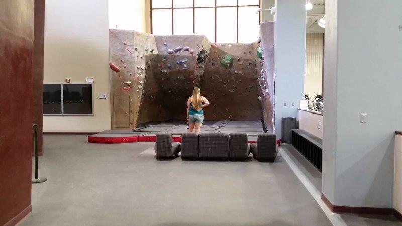 The bouldering wall in the Student Rec Center really appeals to Janelle.