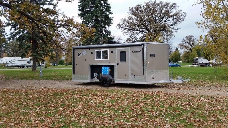This vehicle drove by in the campground and someone said it was an "Ice House". I finally figured out they meant Ice Shanty or Fishing Shanty (in Michigan venacular). Wow, these things have gotten fancy since I lived on a lake. You can take a closer look at one here.