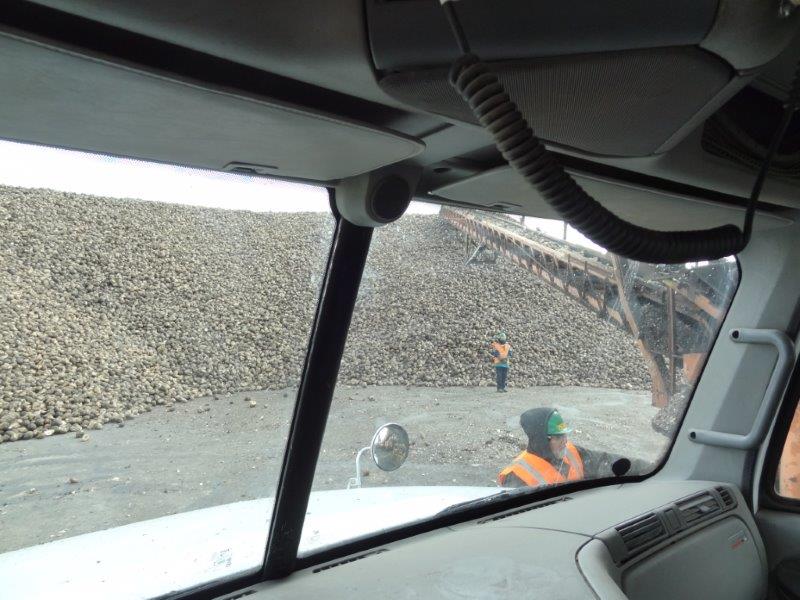The beet pile as seen from the truck.